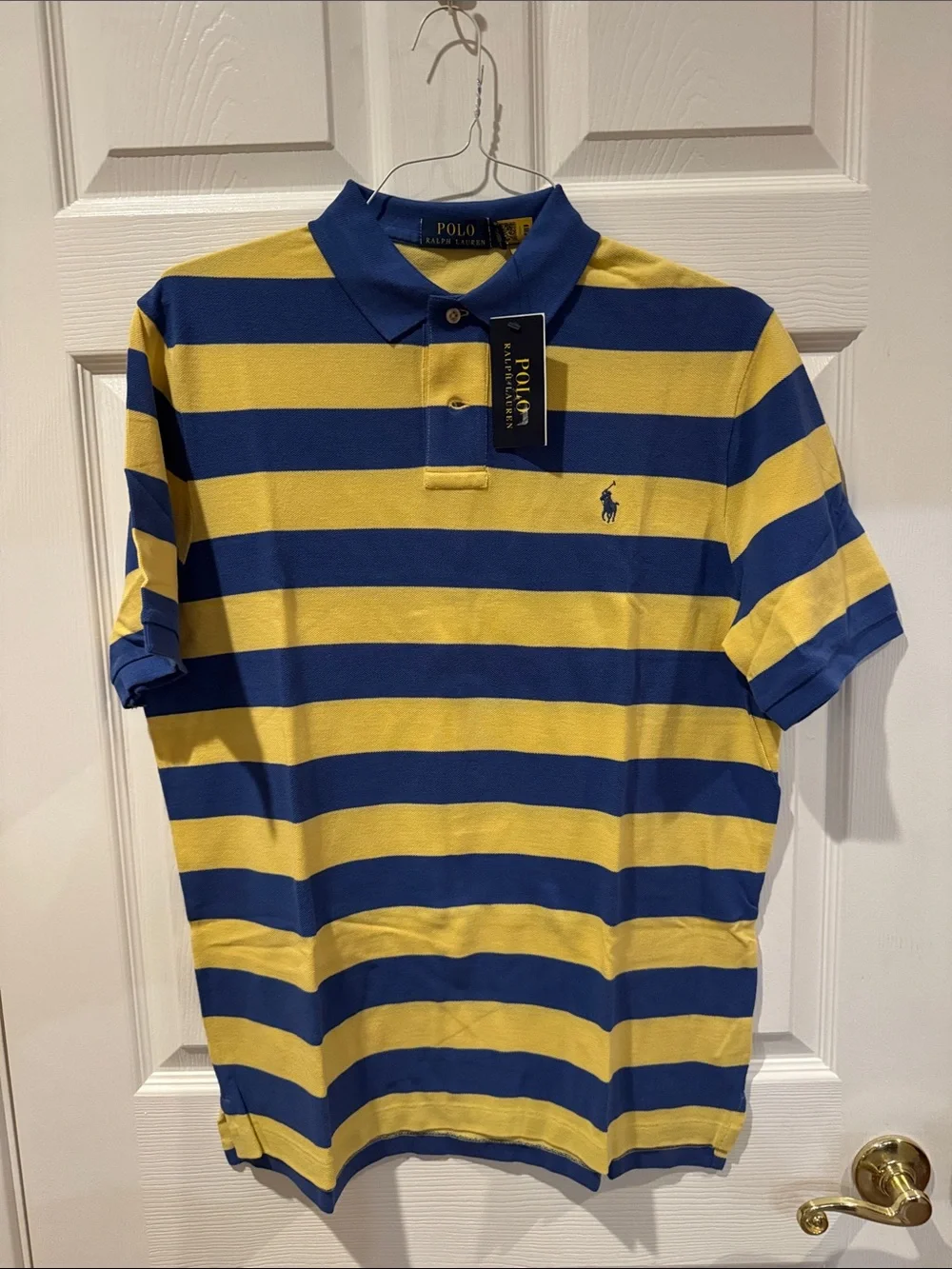 Polo by Ralph Lauren Blue & Yellow Horizontal Stripe Polo